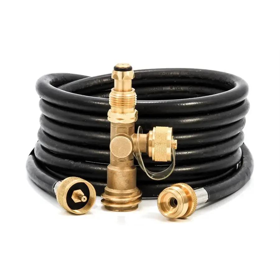 Camco Brass TEE 3 Ports with 12' Hose for RV and Marine Plumbing by CAMCO