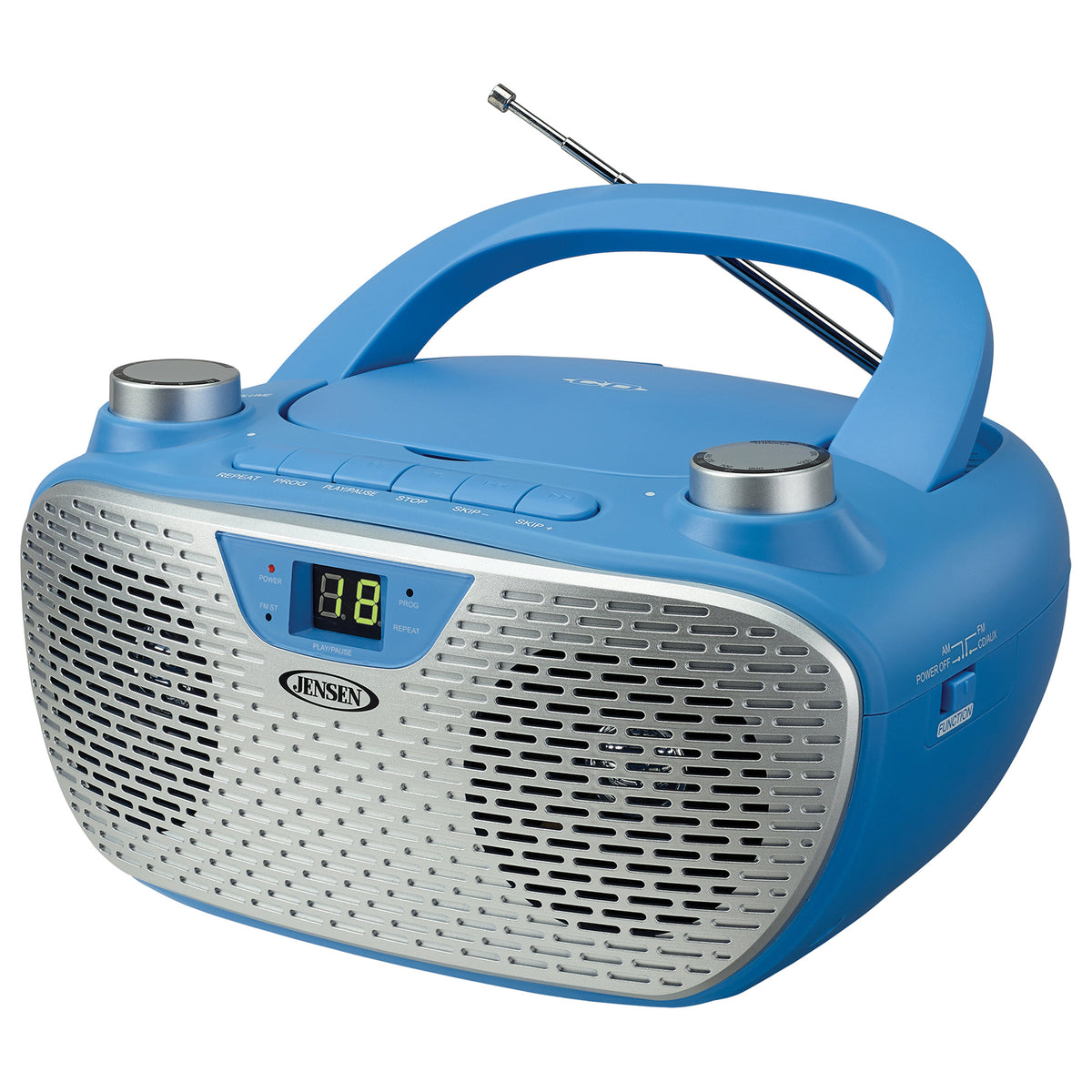 JENSEN CD-485-BL Portable Stereo CD Player and AM/FM Radio, Blue
