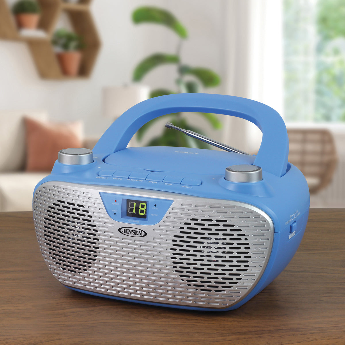 JENSEN CD-485-BL Portable Stereo CD Player and AM/FM Radio, Blue