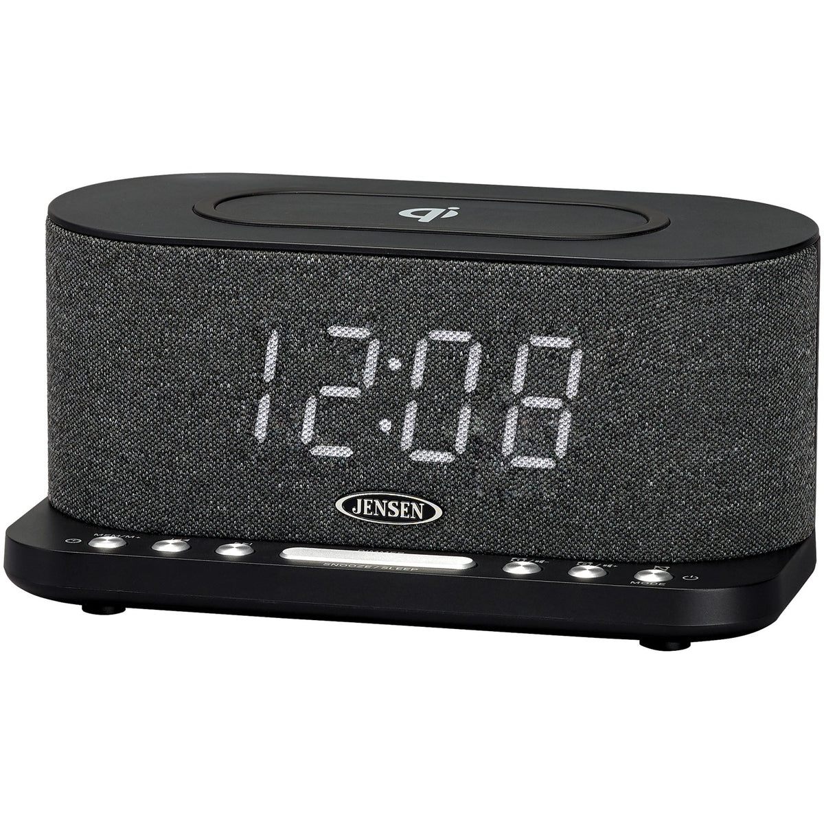 JENSEN QICR-50 Qi Wireless Charging Alarm Clock FM Radio with USB Charging