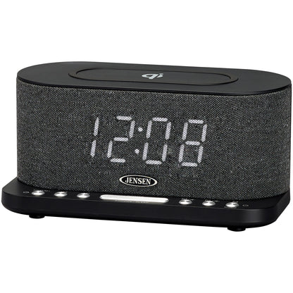 JENSEN QICR-50 Qi Wireless Charging Alarm Clock FM Radio with USB Charging