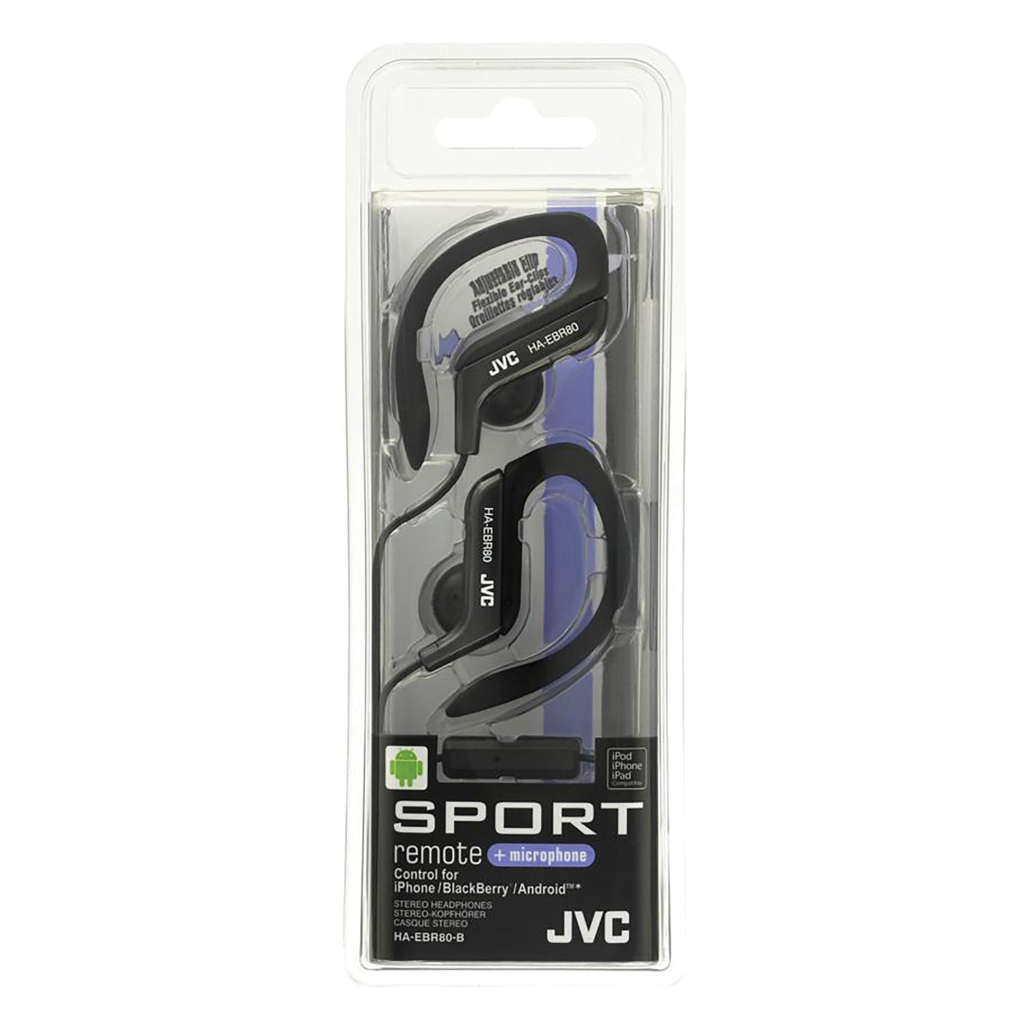 JVC HAEBR80B Sport Ear-Clip Headsets with Adjustable Fit and Bass Boost