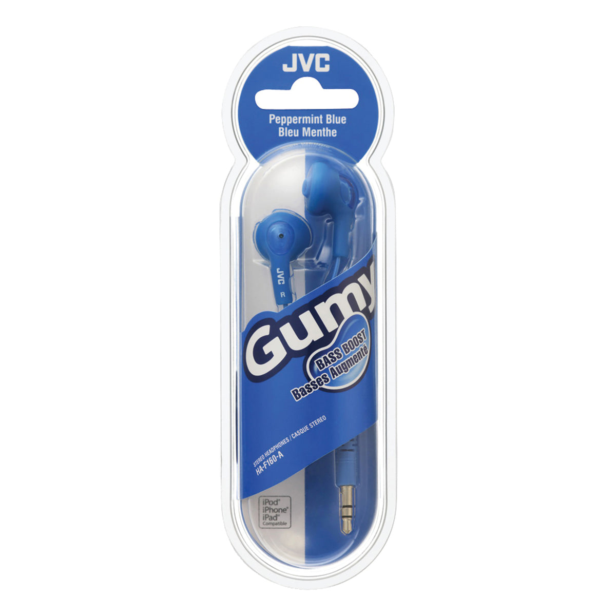 JVC HAF160A Gumy Blue In-Ear Earbuds with Neodymium Drivers
