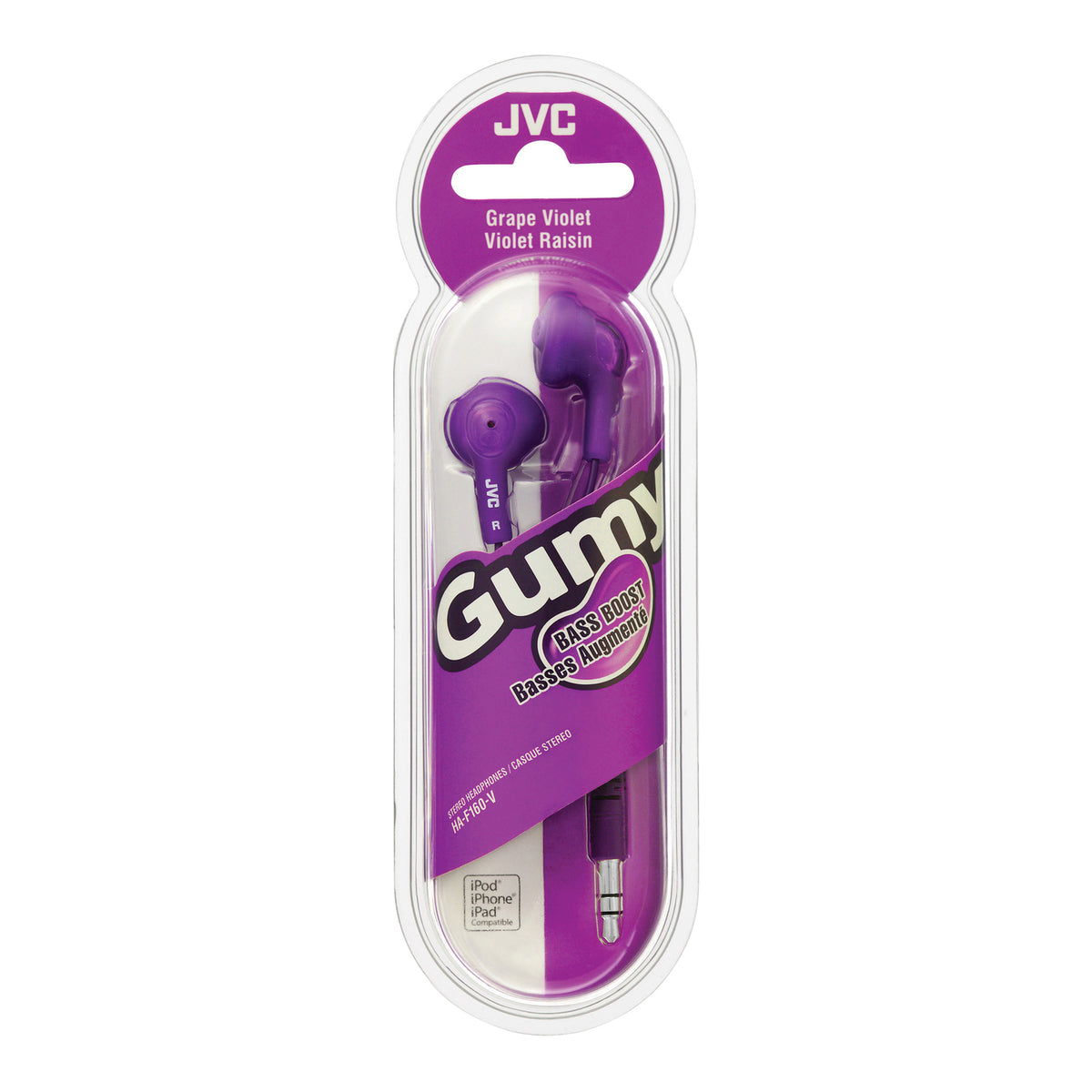 JVC HAF160V Gumy Violet In-Ear Earbuds with Neodymium Drivers