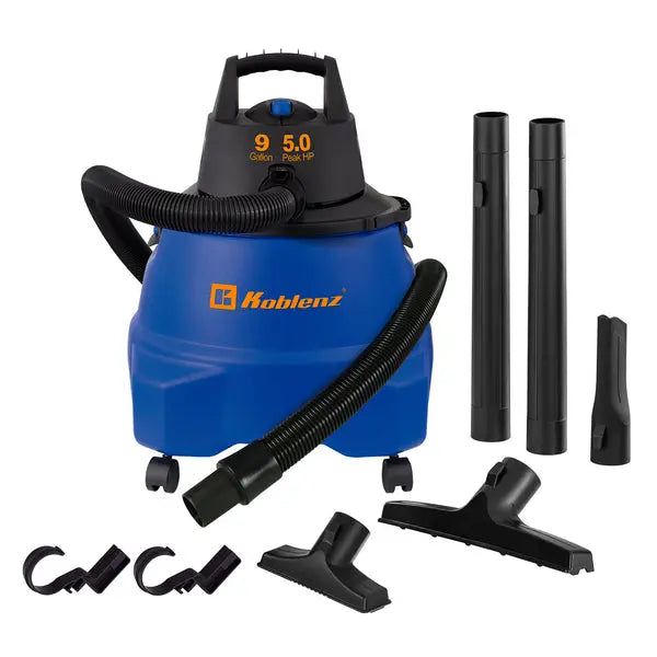 KOBLENZ WD-9L212 9-Gallon 5.0 Peak HP Wet Dry Vacuum with 3-in-1 Functionality