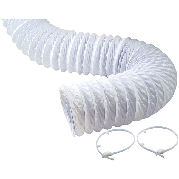 NO LOGO 5 ft Vinyl Duct with 2 Zip Ties - White Vinyl Hose for HVAC and Ventilation