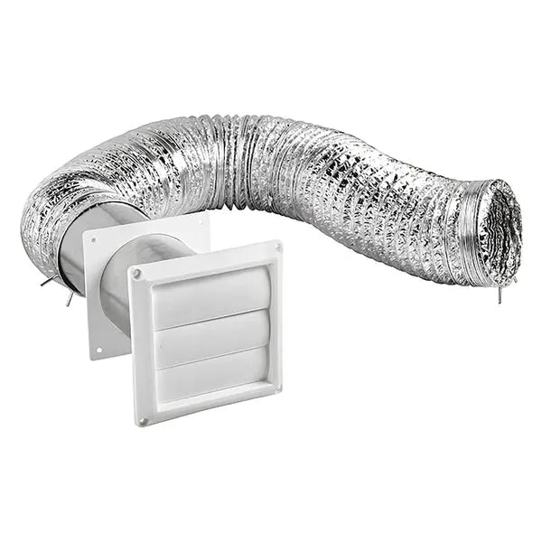 LAMBRO 1379W 4x8 Transition Duct Vent Kit with Louvered Vent and Clamps