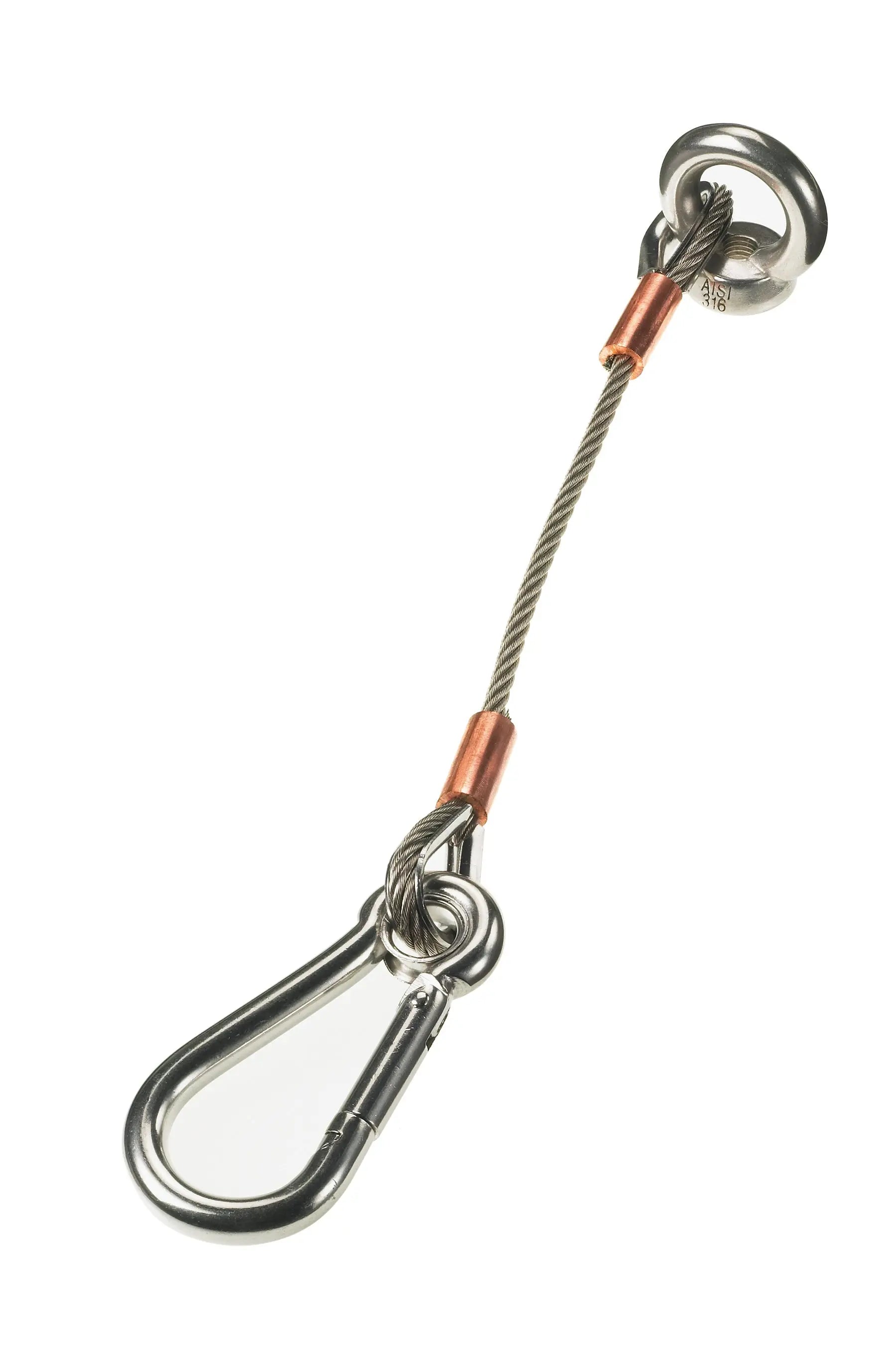 Lewmar 66840027 Anchor Strap with 12 Inch 3mm Cable and 6mm Carabiner Clip
