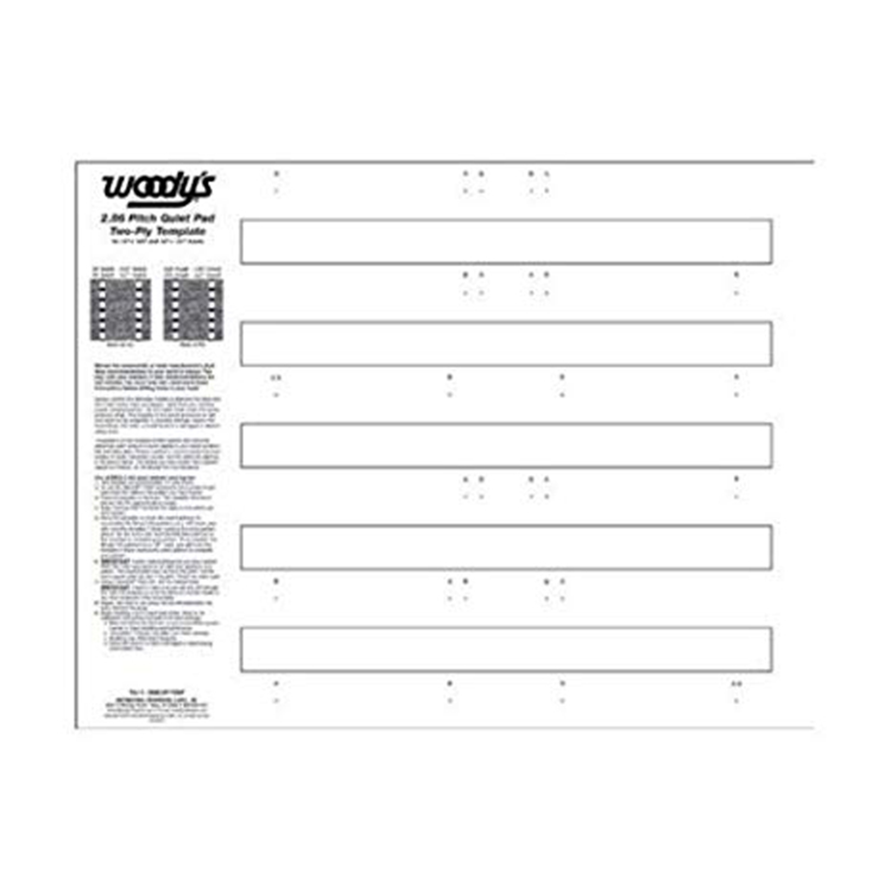WOODYS 2.86-Inch Pitch Quiet Pad Two-Ply Template (Part Number 286QUIET-TEMP)