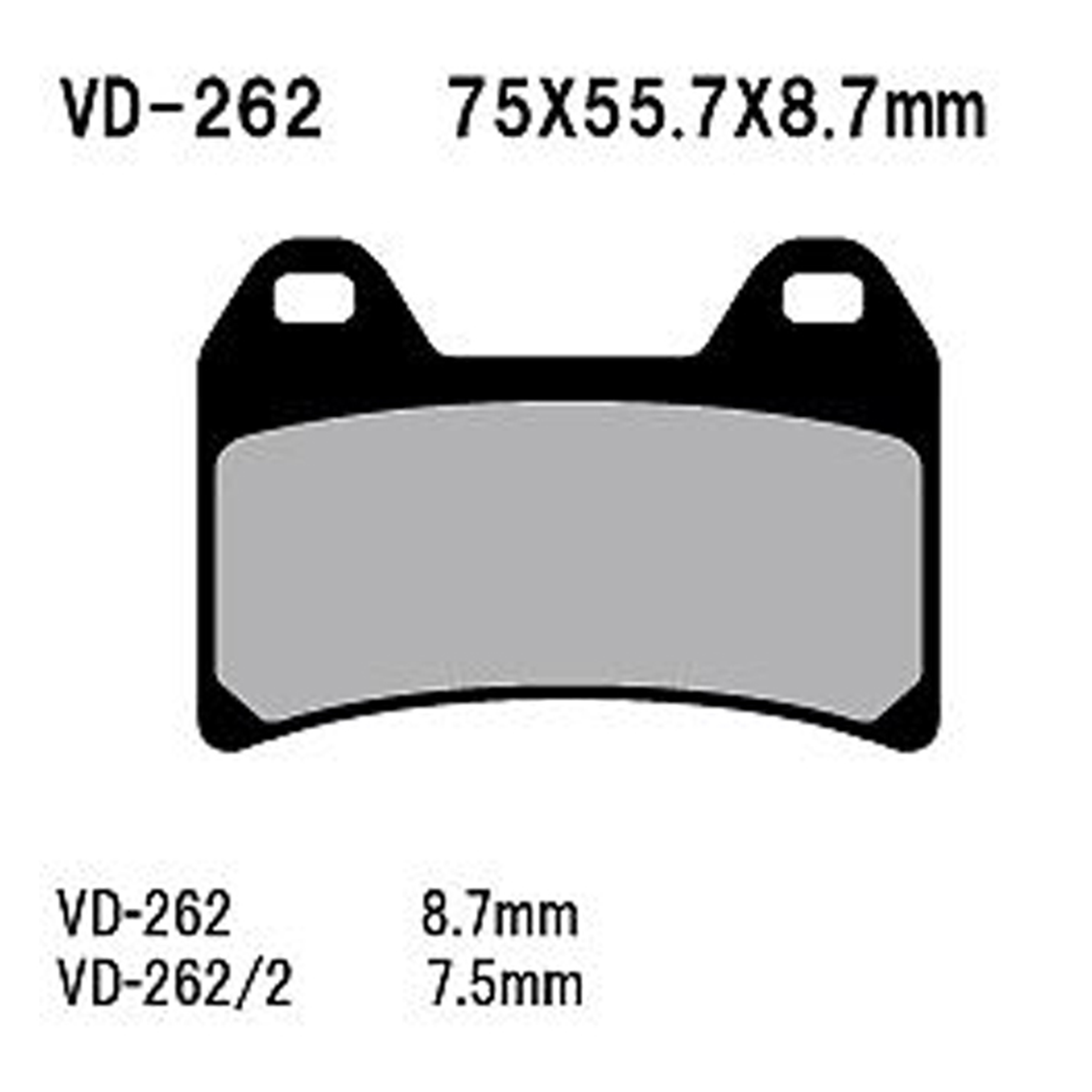VESRAH Semi-Metallic Brake Pads VD-262/2 for Reliable Stopping Power