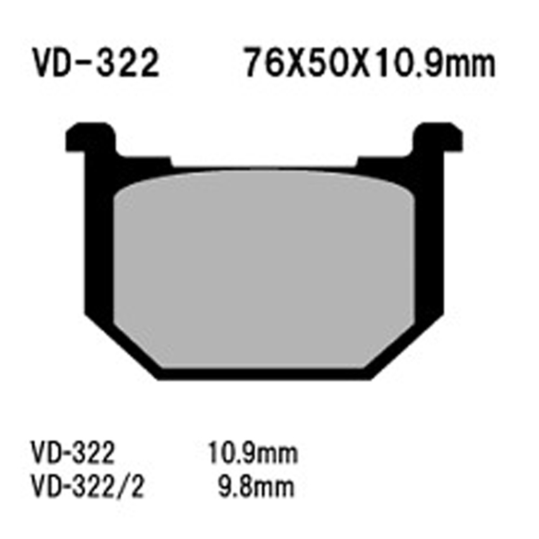 VESRAH Semi-Metallic Brake Pads VD-322/2 for Reliable Stopping Power