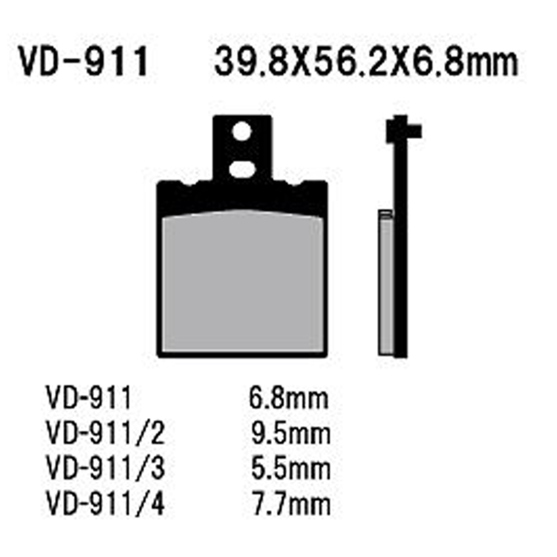 VESRAH Semi-Metallic Brake Pads VD-911/2 for Reliable Braking Performance