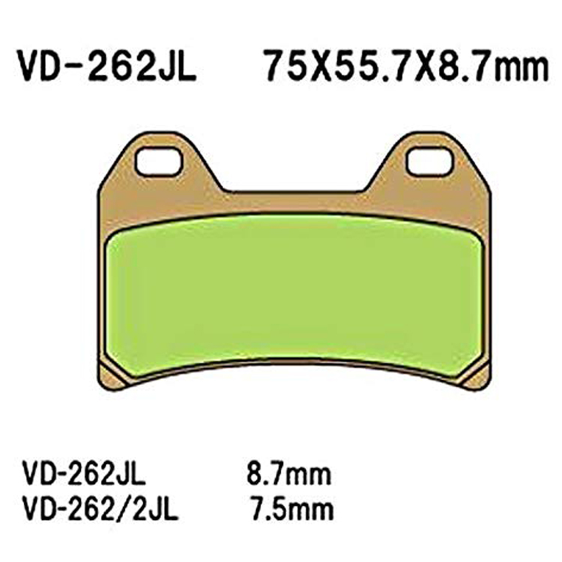 VESRAH Sintered Metal Brake Pads VD-262/2JL for Reliable Stopping Power