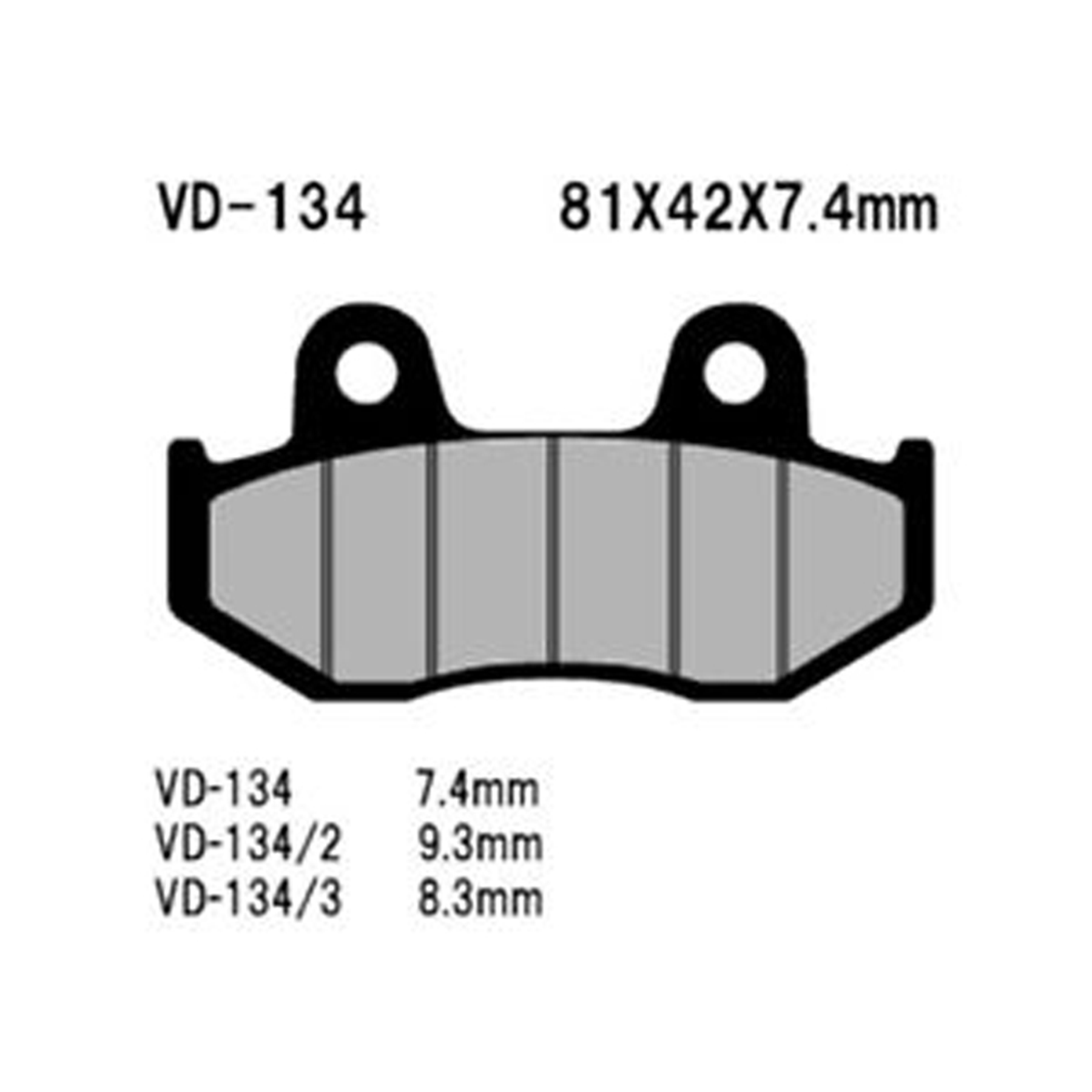 VESRAH Semi-Metallic Brake Pads VD-134/3 - Reliable Braking Performance