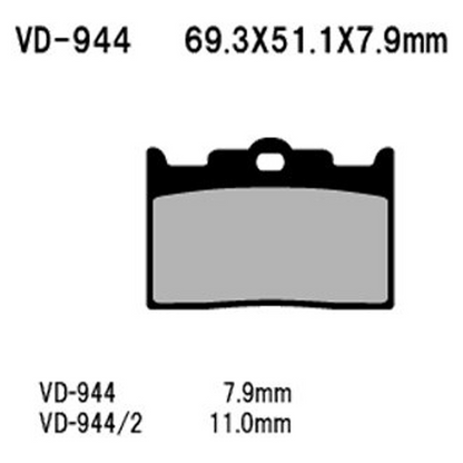 VESRAH Semi-Metallic Brake Pads VD-944/2 for Reliable Stopping Power