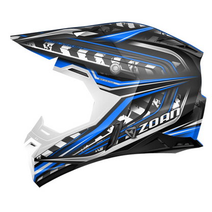 ZOAN Synchrony MX Helmet, Monster Black/Blue – Extra Small (Part #521-113)