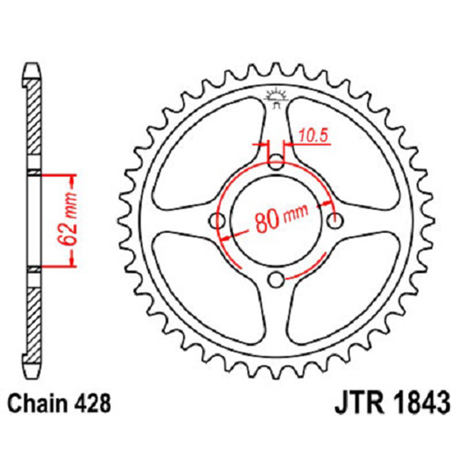 JT Sprocket 54 Tooth - Durable Chain Sprocket for Heavy-Duty Applications