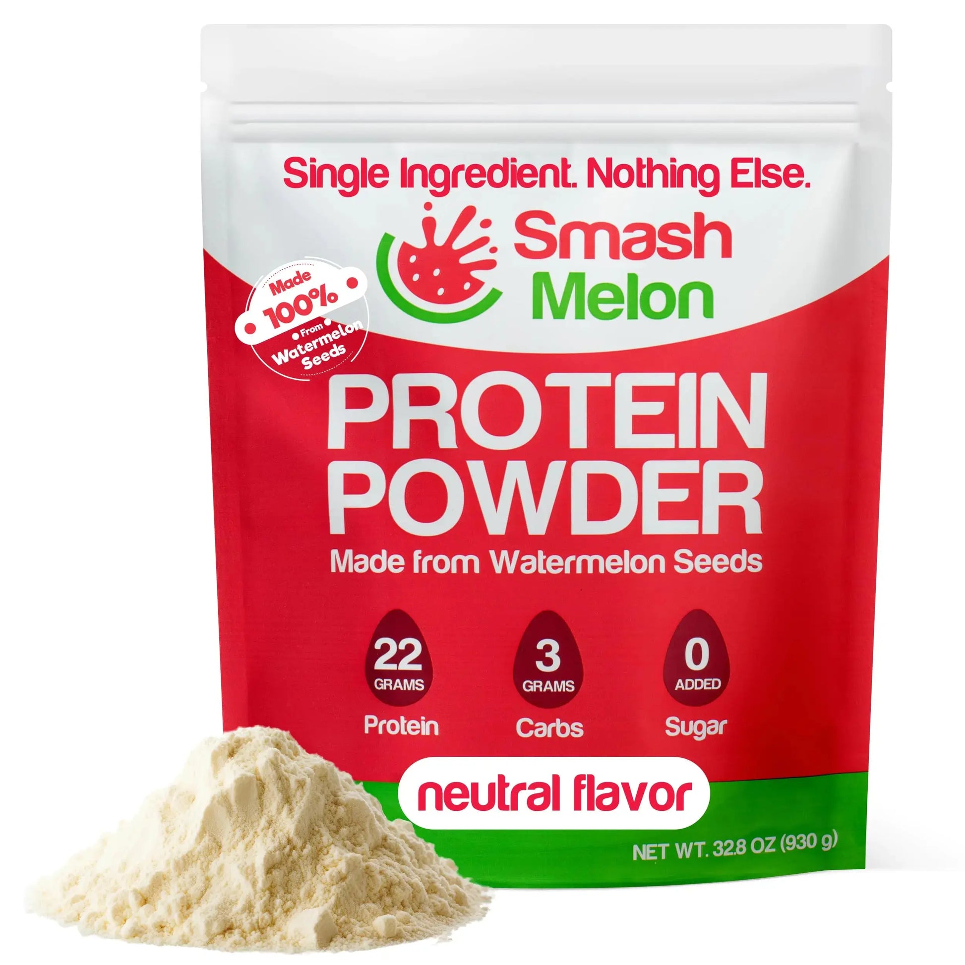 Smash Melon Watermelon Seed Protein Powder Raw - Cold-Pressed Single-Ingredient Unflavored Protein Powder- Shake or Bake with it Atticus Goods