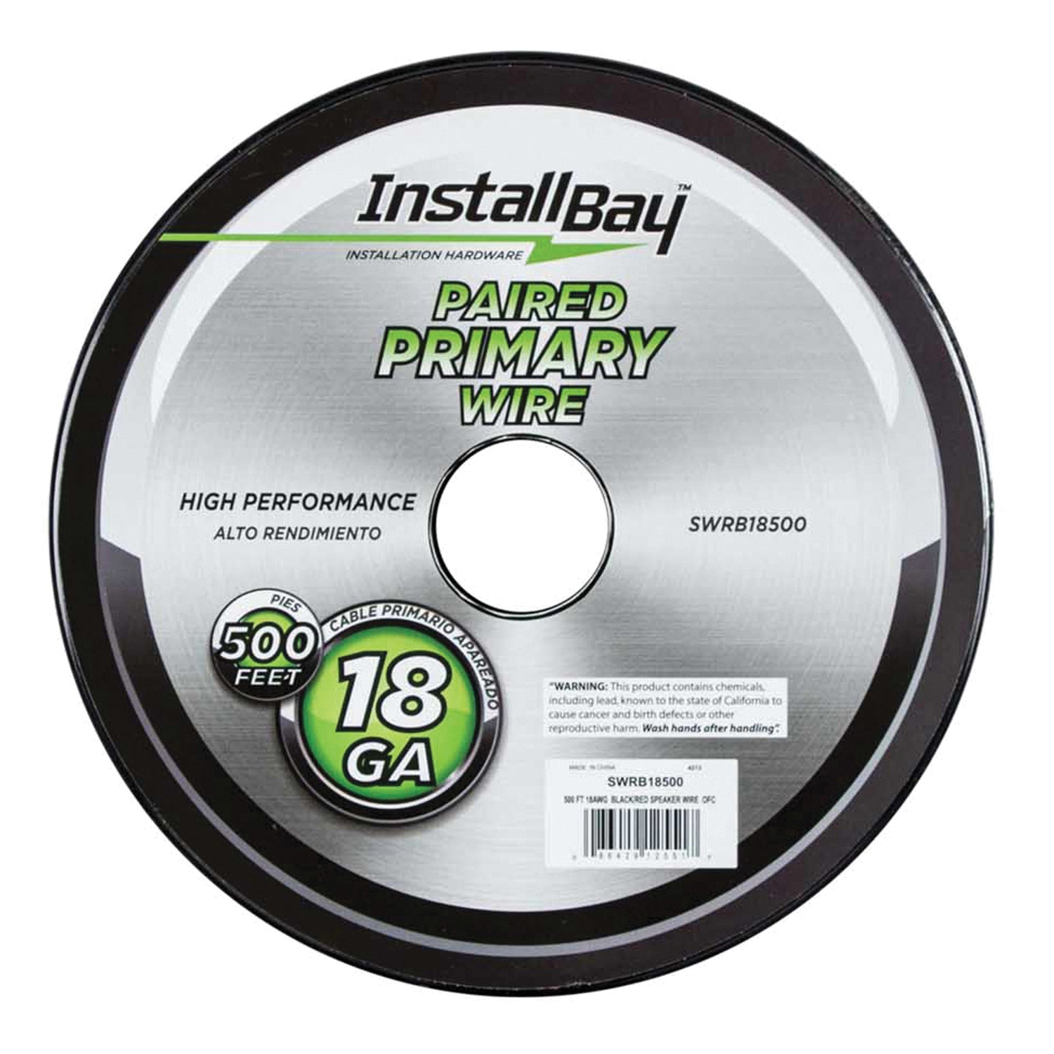 INSTALL BAY 18AWG Speaker Wire, 500 ft. Red and Black Pair, All Copper, High Performance – Part Number SWRB18500