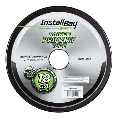 INSTALL BAY 18AWG Speaker Wire, 500 ft. Red and Black Pair, All Copper, High Performance – Part Number SWRB18500