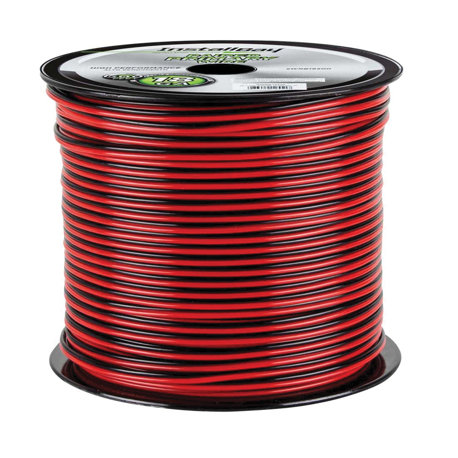 INSTALL BAY 18AWG Speaker Wire, 500 ft. Red and Black Pair, All Copper, High Performance – Part Number SWRB18500