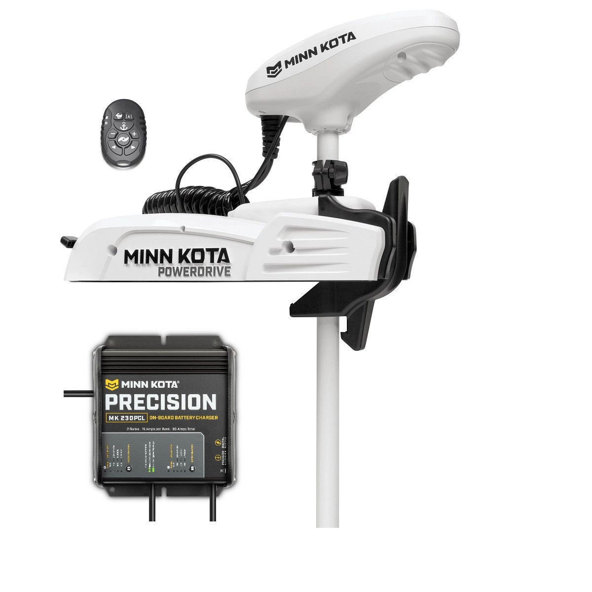 Minn Kota Riptide PowerDrive 55 Trolling Motor with 54-Inch Shaft and Micro Remote – Model 1363575 MK230PCL Bundle