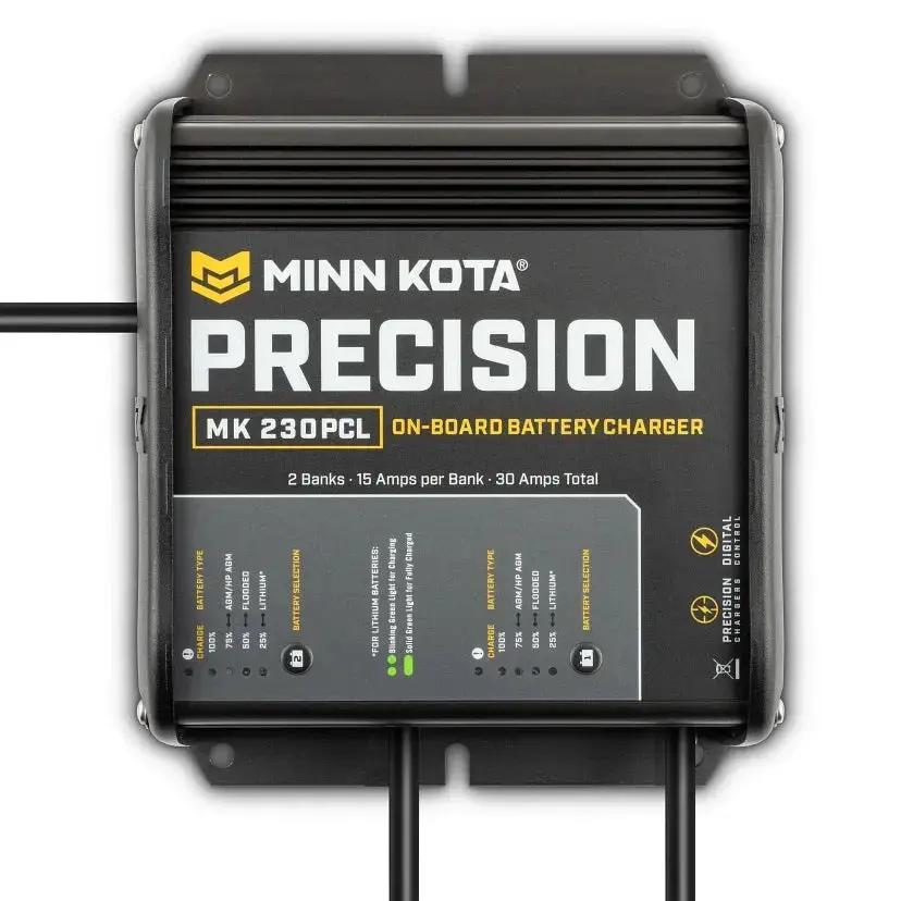 Minn Kota MK230PCL Precision Charger 2 Bank 15 Amps With 8.5ft AC Power Cable by Minn Kota
