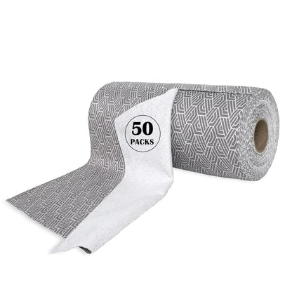 Reusable Cleaning Cloths Microfiber Towel: 50 Pack Washable Tear Away Cleaning Towels Roll - 12× 12 Absorbent Rags Drying Dishcloths for Kitchen House Car (50 Geometry) Atticus Goods