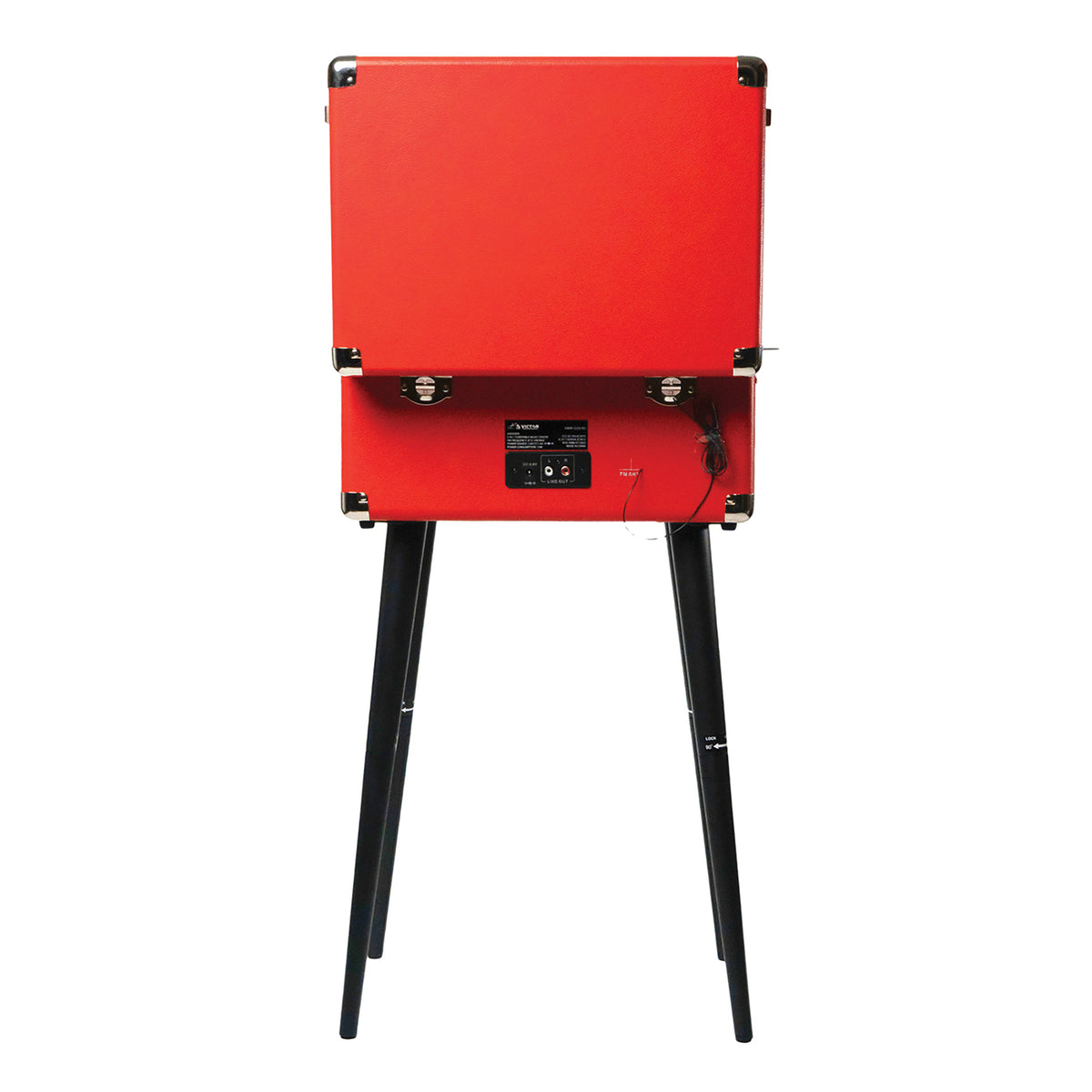 Victor VWRP-3200-RD 5-in-1 Bluetooth Record Player with FM Radio, USB Recording and Red Cabinet