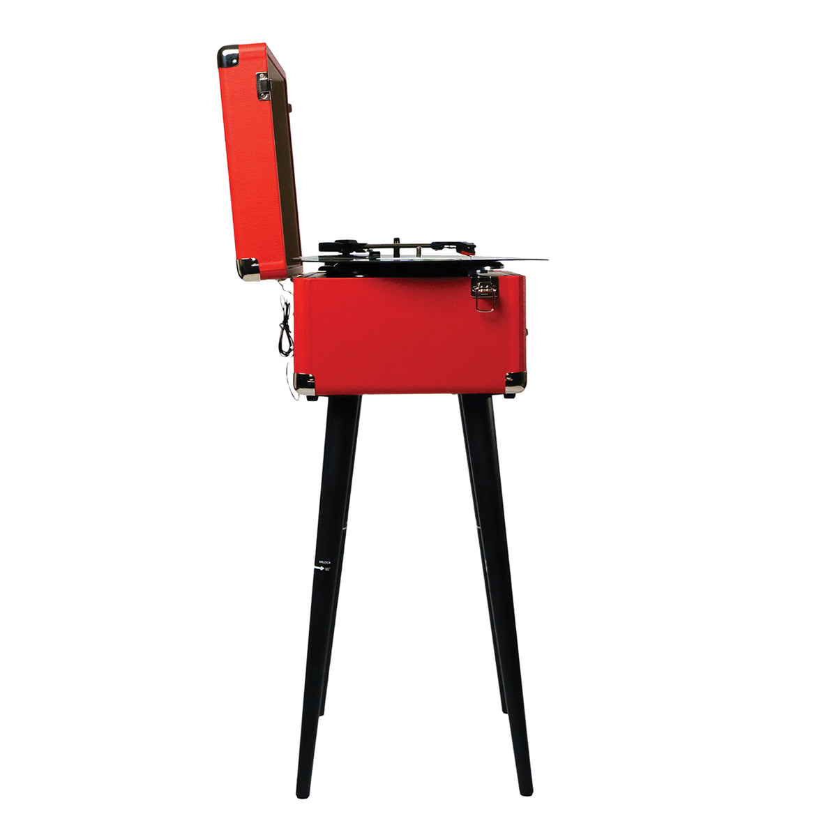 Victor VWRP-3200-RD 5-in-1 Bluetooth Record Player with FM Radio, USB Recording and Red Cabinet