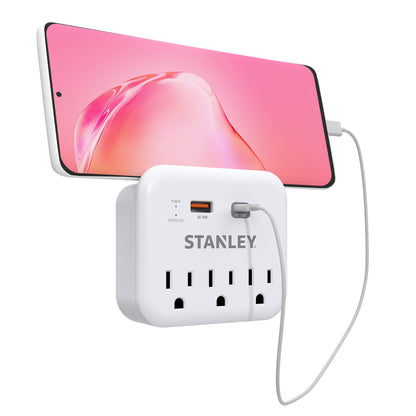 STANLEY SurgePro 3 XT 3-Outlet Wall Adapter with USB-C and USB-A Charging, 20W PD, Part 30423