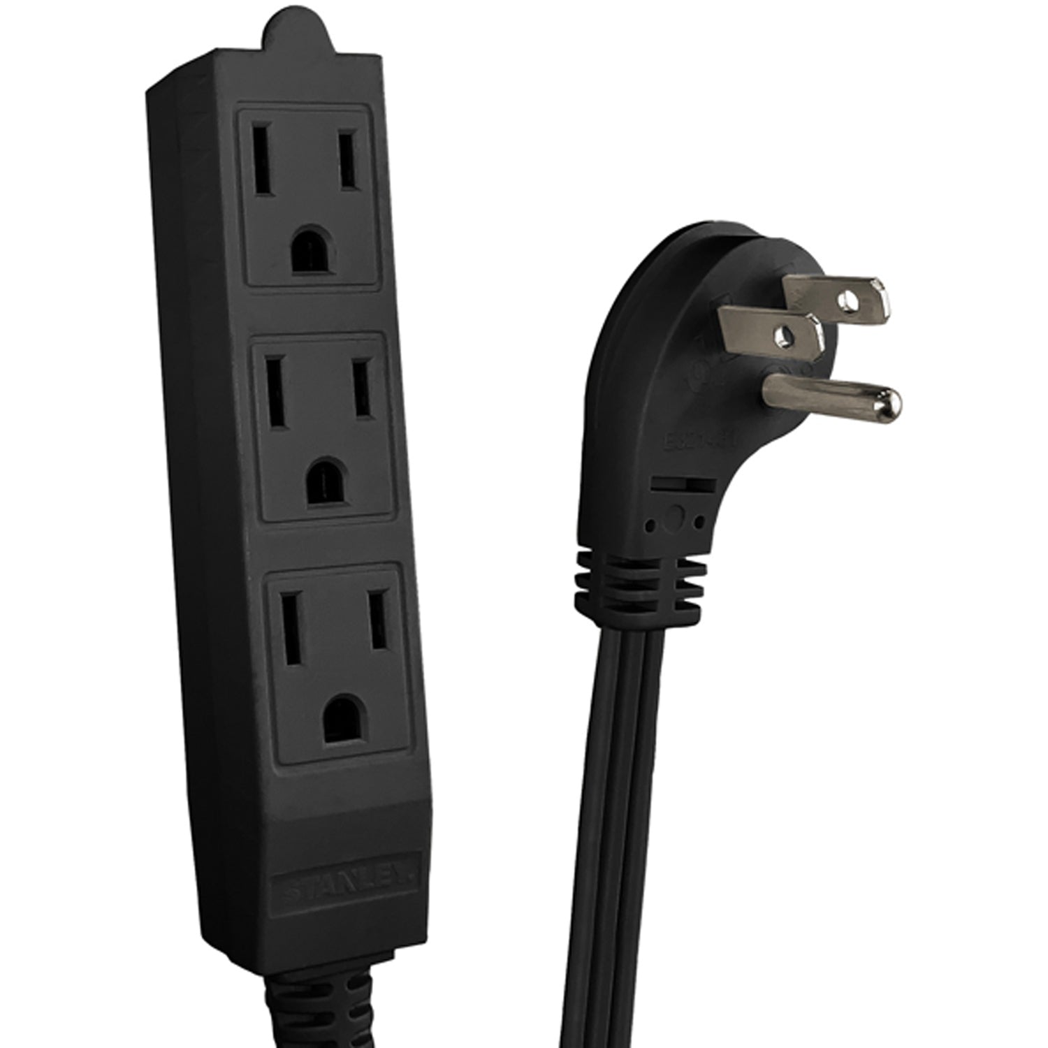 Stanley Part Number 31132 15 ft Black 3-Outlet Flat Plug Power Cord with Grounded Outlets
