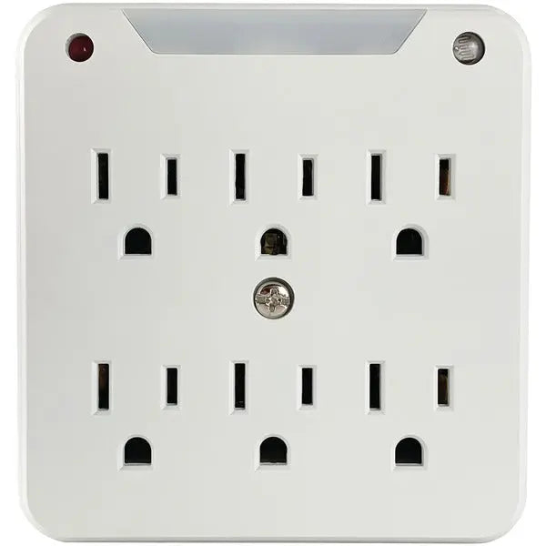 Stanley 33208 6-Outlet Surge Protector with Night Light - White