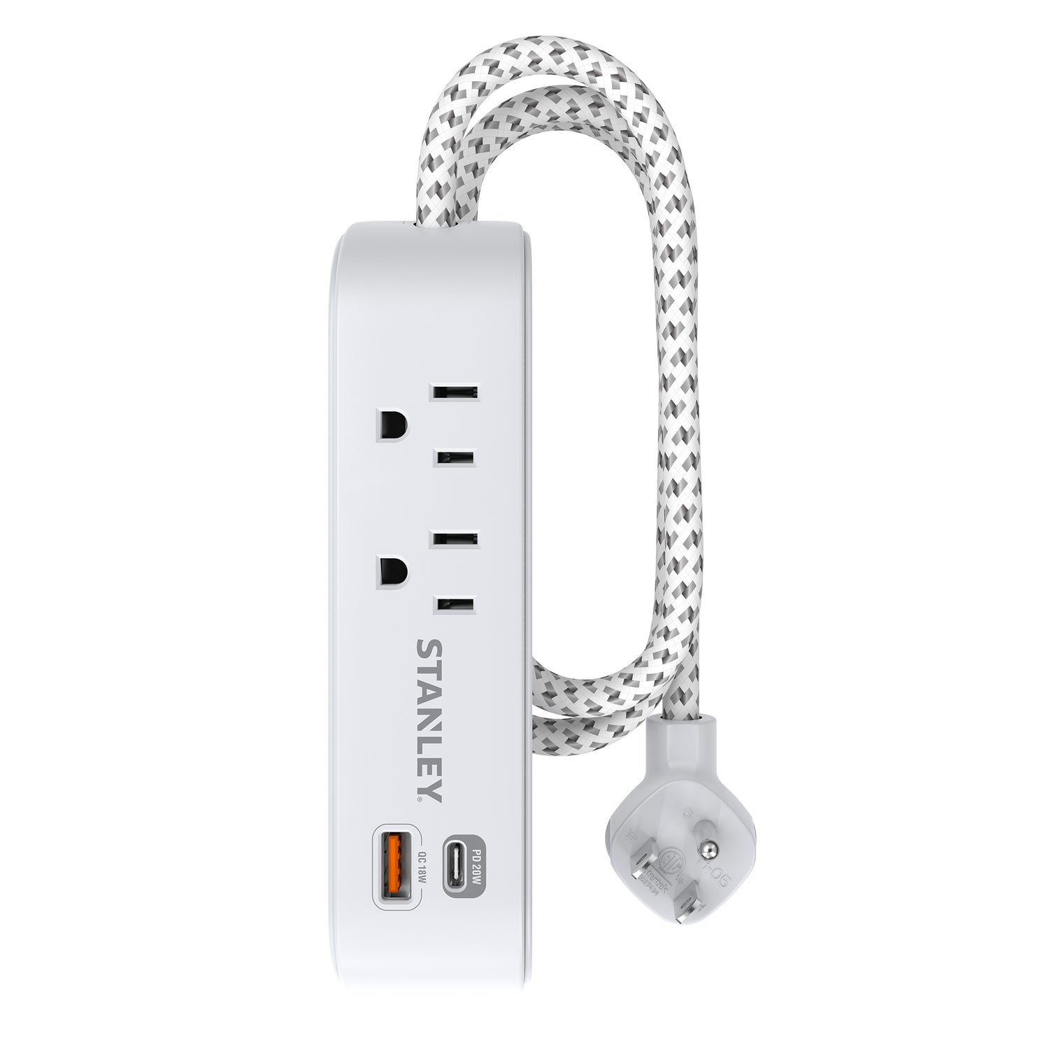 STANLEY SurgeMax 33254 2-Outlet Power Strip with USB-C and USB-A Charging