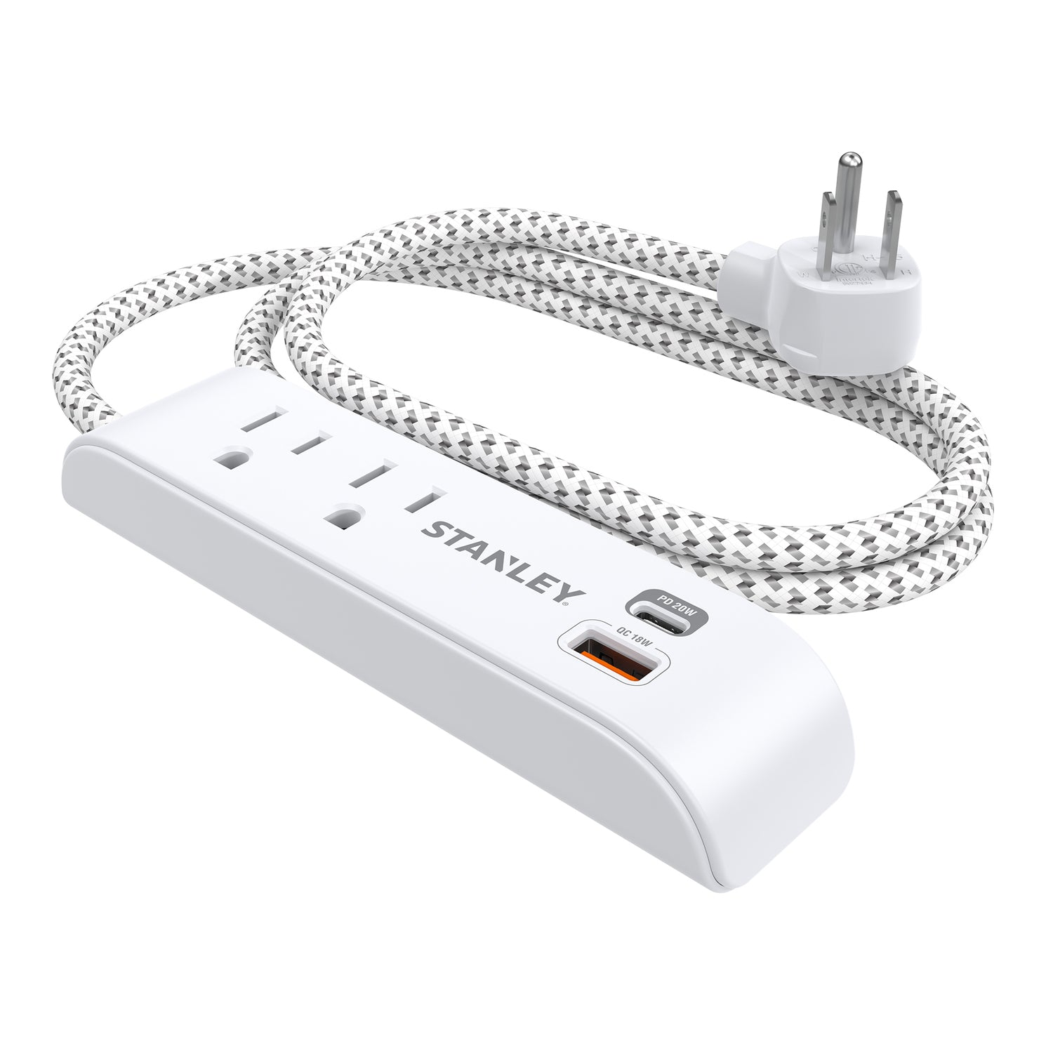 STANLEY SurgeMax 33254 2-Outlet Power Strip with USB-C and USB-A Charging