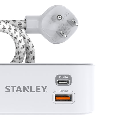 STANLEY SurgeMax 33254 2-Outlet Power Strip with USB-C and USB-A Charging