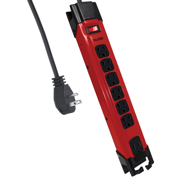 Digital Energy DEE1-1137 15ft Metal Power Strip with Surge Protection and Flat Plug Design