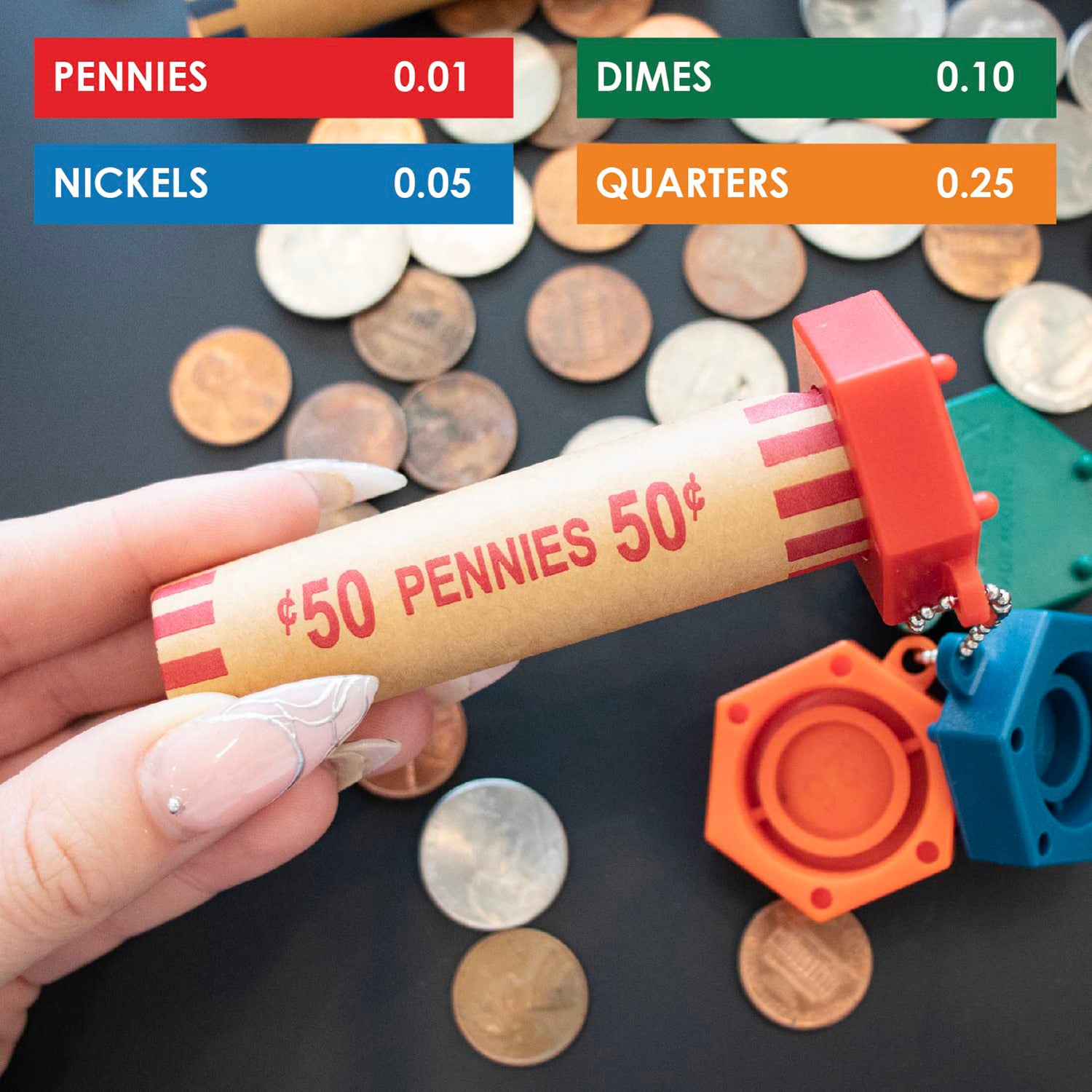NADEX(TM) Coins 48 Coin Roll Wrappers with Crimping Tool - Durable Preformed Kraft Paper for US Coins