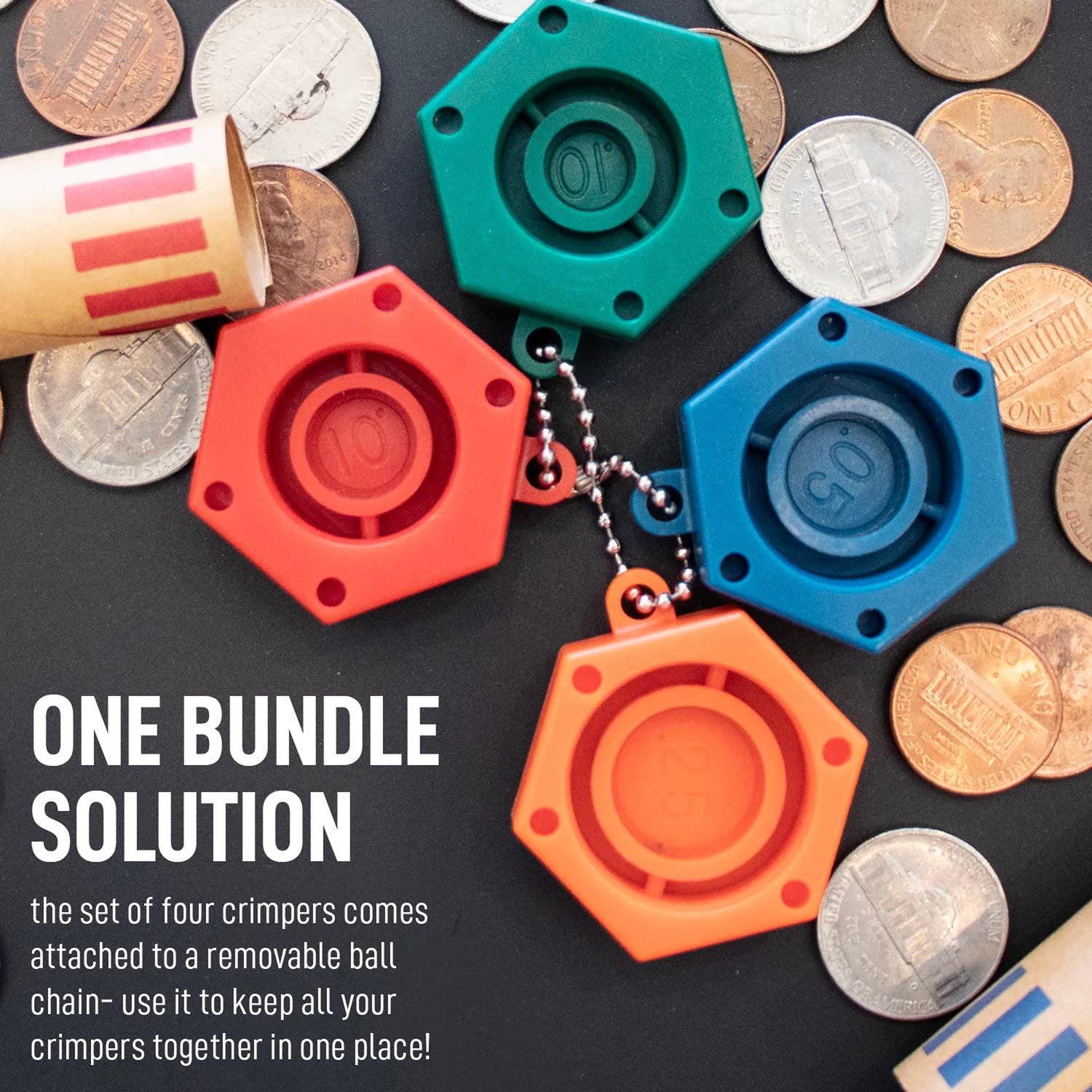 NADEX(TM) Coins 48 Coin Roll Wrappers with Crimping Tool - Durable Preformed Kraft Paper for US Coins