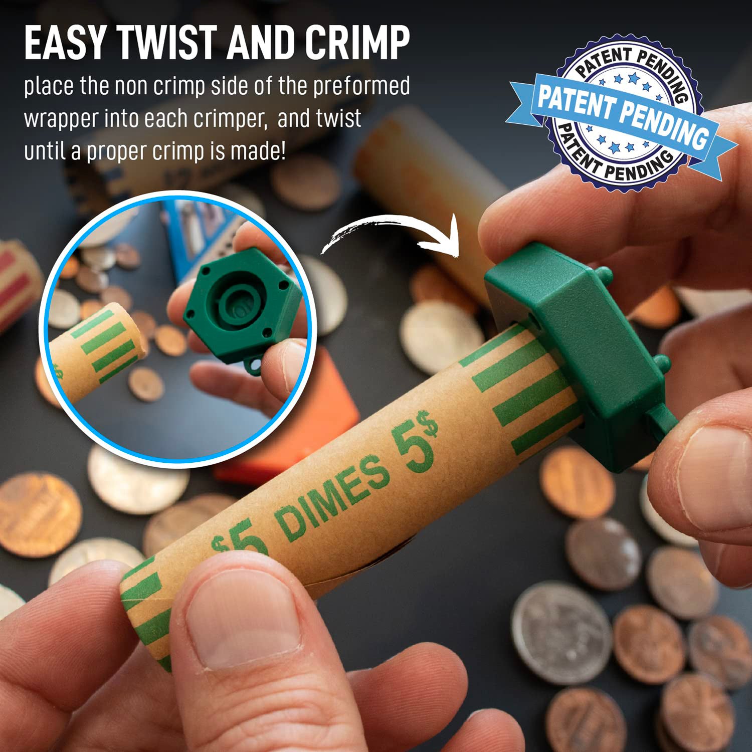 NADEX(TM) Coins 48 Coin Roll Wrappers with Crimping Tool - Durable Preformed Kraft Paper for US Coins