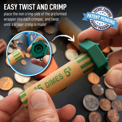 NADEX(TM) Coins 48 Coin Roll Wrappers with Crimping Tool - Durable Preformed Kraft Paper for US Coins
