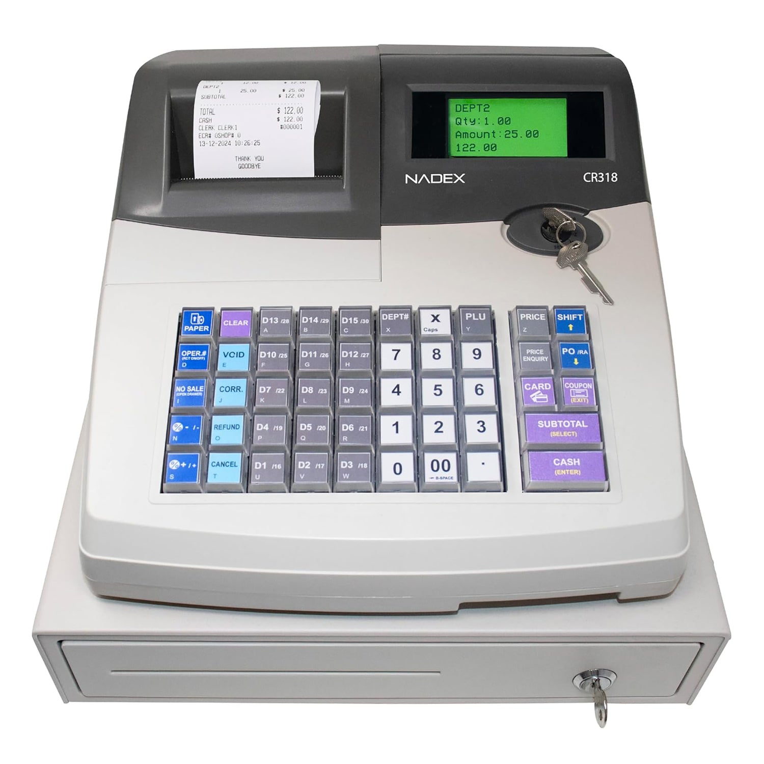 Nadex CR318 Cash Register with Thermal Printer and Advanced Features