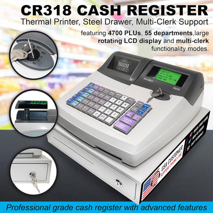 Nadex CR318 Cash Register with Thermal Printer and Advanced Features