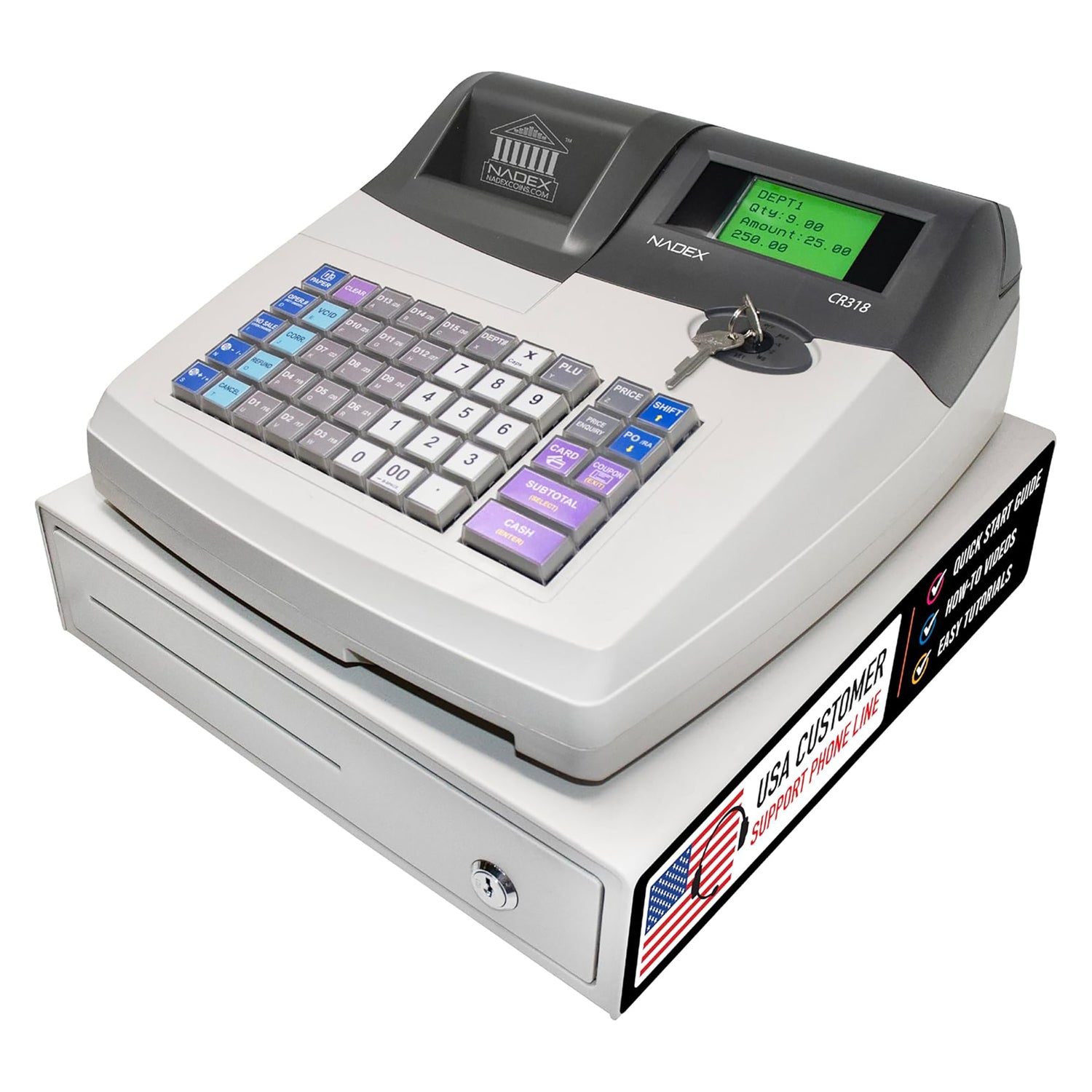 Nadex CR318 Cash Register with Thermal Printer and Advanced Features