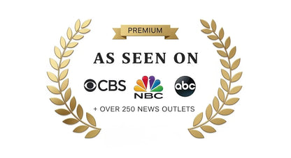Logo indicating 'As Seen On' with CBS, NBC, and ABC logos on a white background.