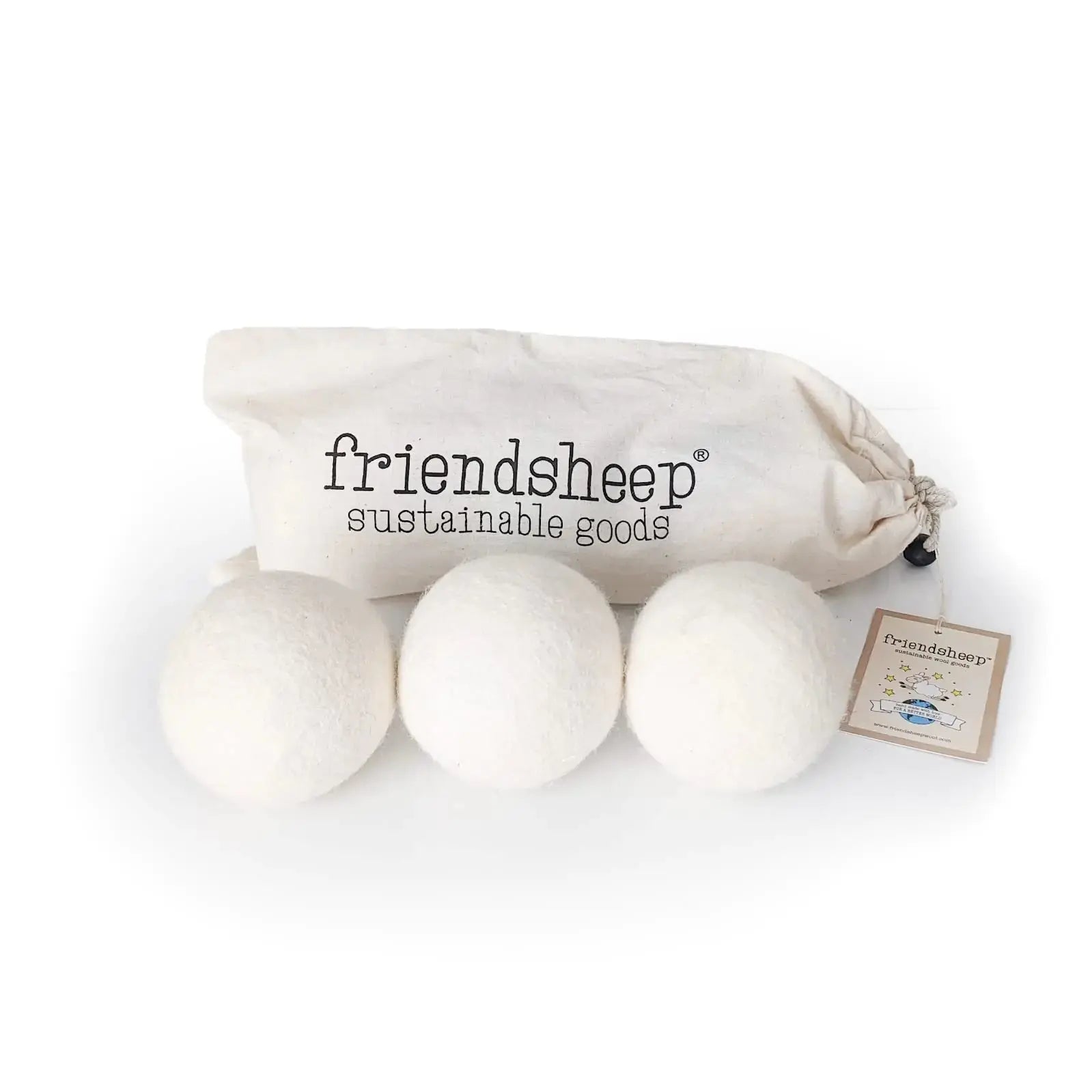 Wool Dryer Balls by Friendsheep 3 Pack XL Organic Premium Reusable Cruelty Free Handmade Fair Trade No Lint Fabric Softener White Trio Atticus Goods