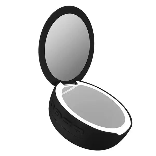Priority Products MIRROR SPEAKER M6 BLK – 2-in-1 Bluetooth Speaker with Lighted Compact Mirror
