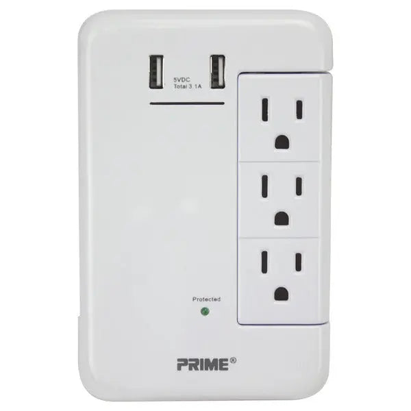 PRIME PBRUSB346S-A 6-Outlet Surge Protector Power Strip with USB Charging
