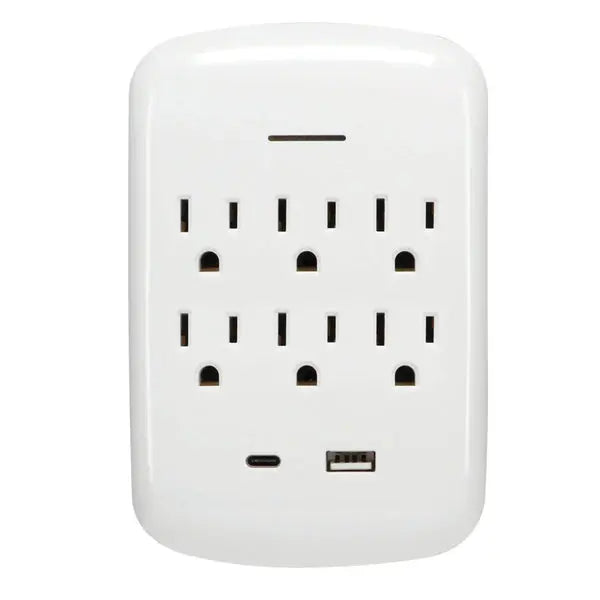 PRIME PBSU072 6-Outlet Surge Protector with USB-A & USB-C Charging Ports