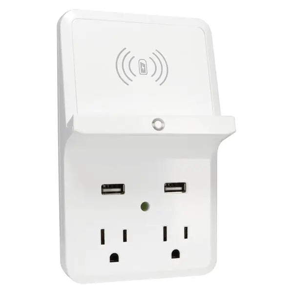 PRIME PBUWC01 2 Outlet Wall Mount Charging Dock with Qi Wireless Charging